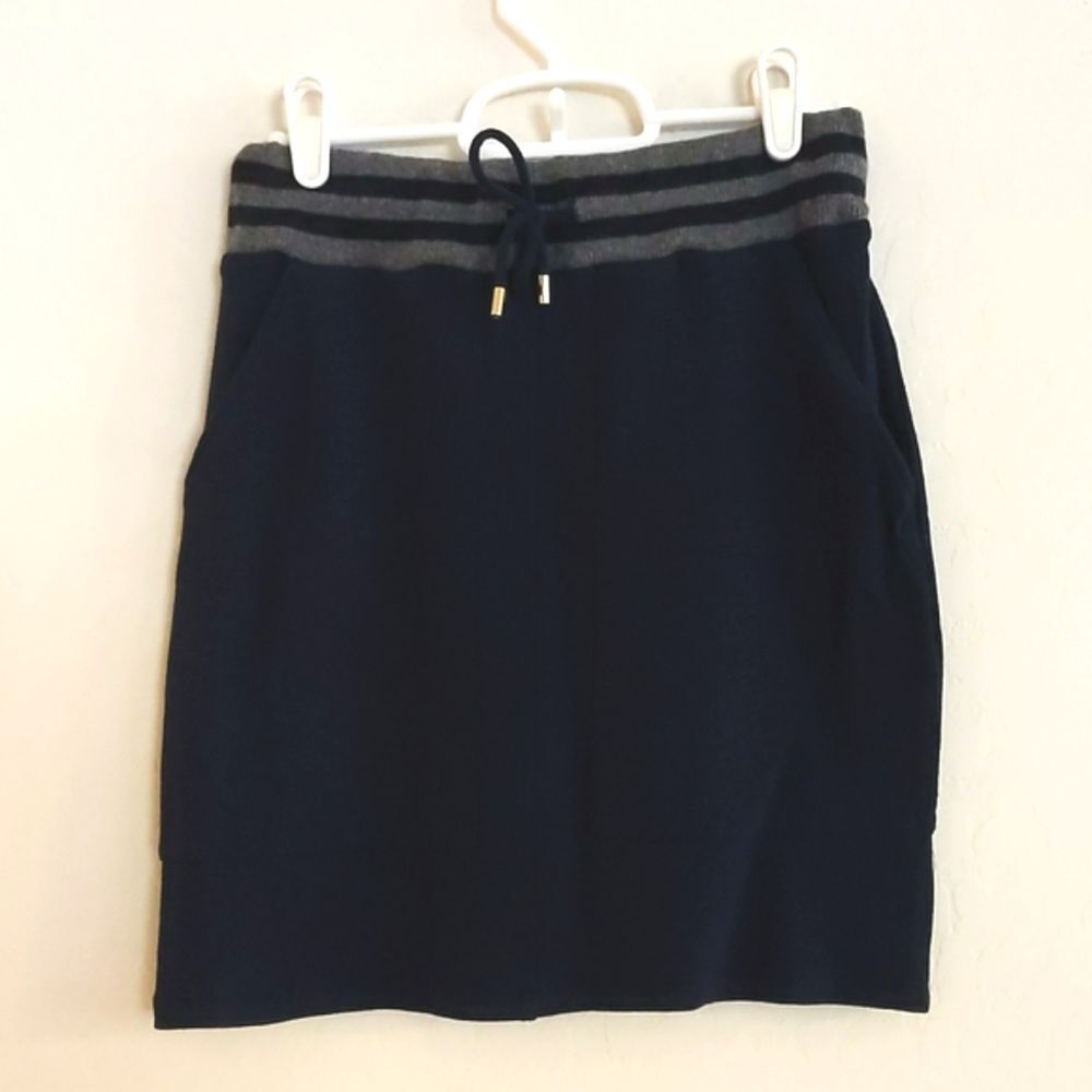 Lacoste Navy Blue Sporty Drawstring Thick Elastic Band Comfy Skirt - Size XS